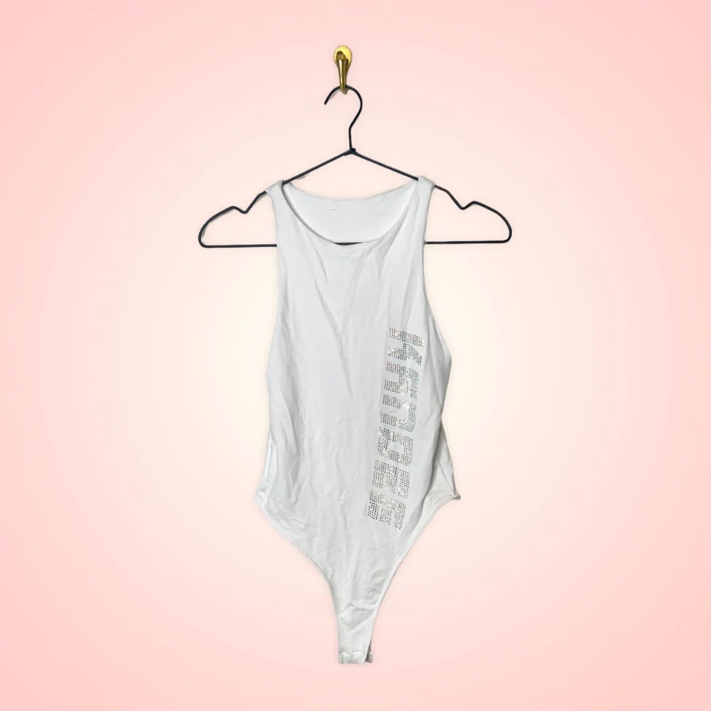 Kandee custom white crystal swimsuit (Sz S)